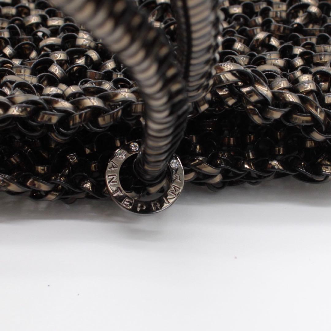 【極美品】ANTEPRIMA ワイヤー ハンドバッグ ブラック フラワーモチーフ