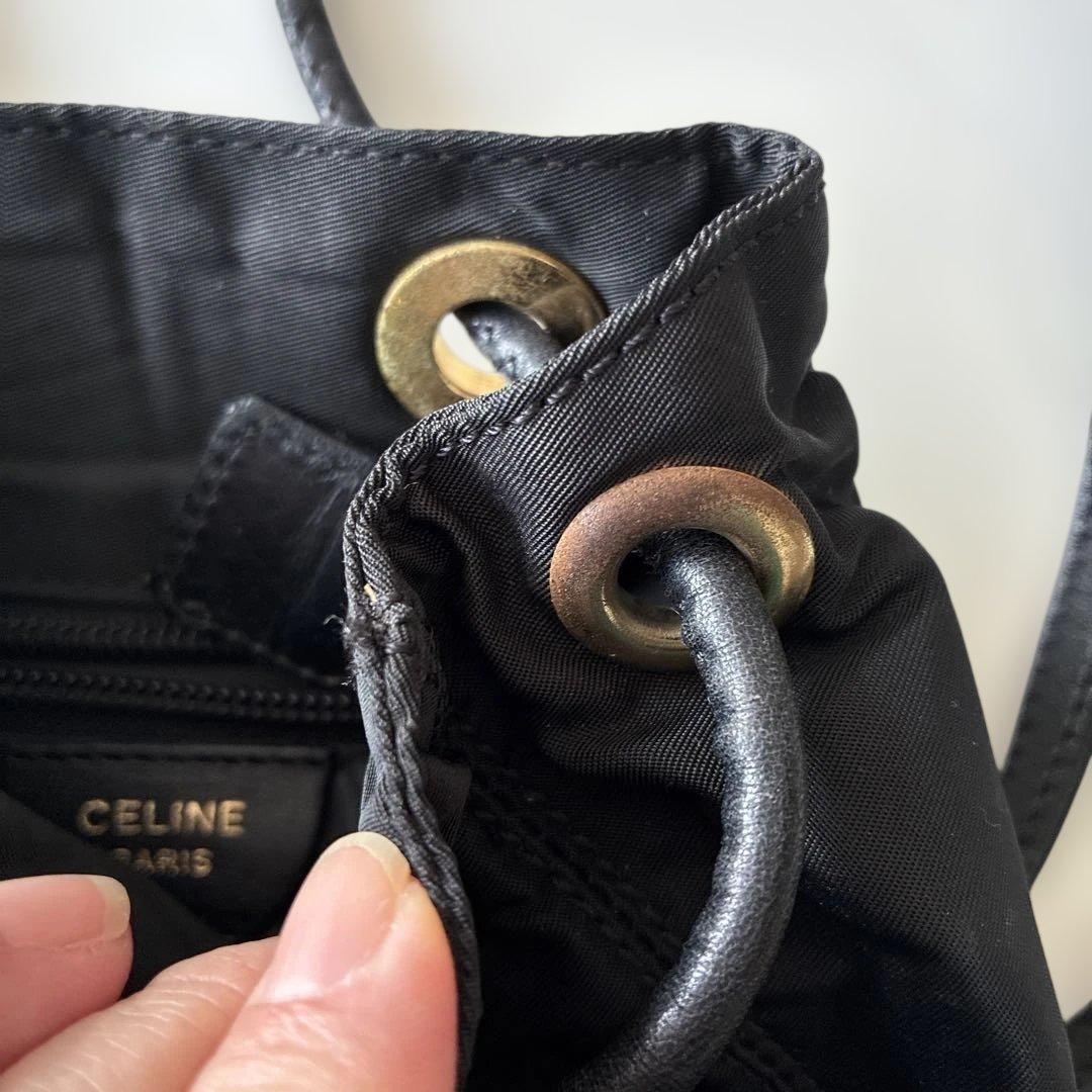 CELINE セリーヌ　黒 ドローストリング ショルダーバッグ