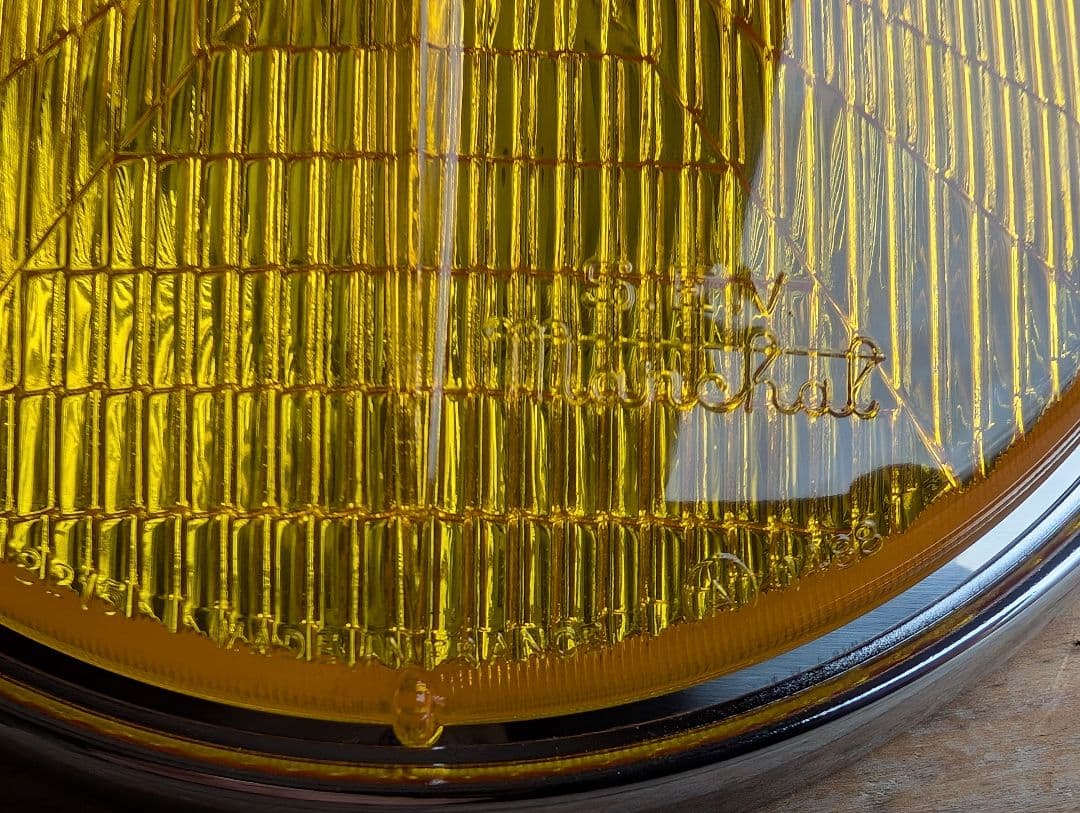 マーシャル 720 ヘッドライト リム付き イエローレンズ キティ 彫り猫 旧車