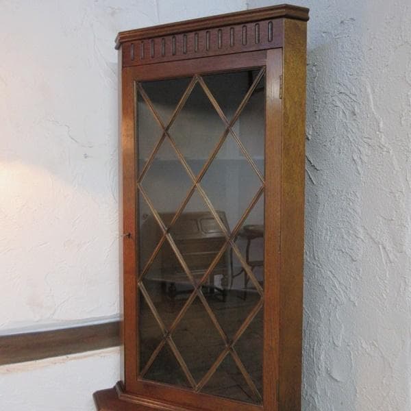 イギリス アンティーク 家具 コーナーキャビネット 飾り棚 英国 6958d