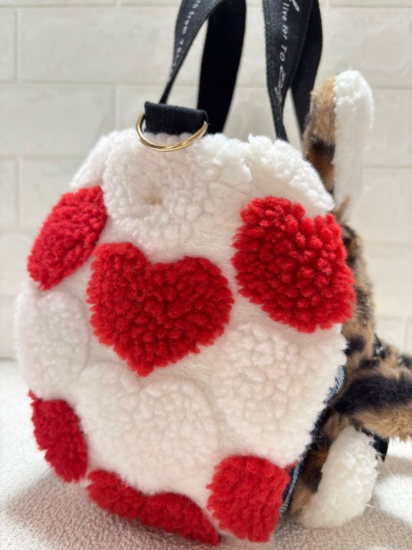 さ*ー様 コヤンイサムチョン　ハンドメイド　ハートボアバッグ　赤　ヒョウ柄うさち