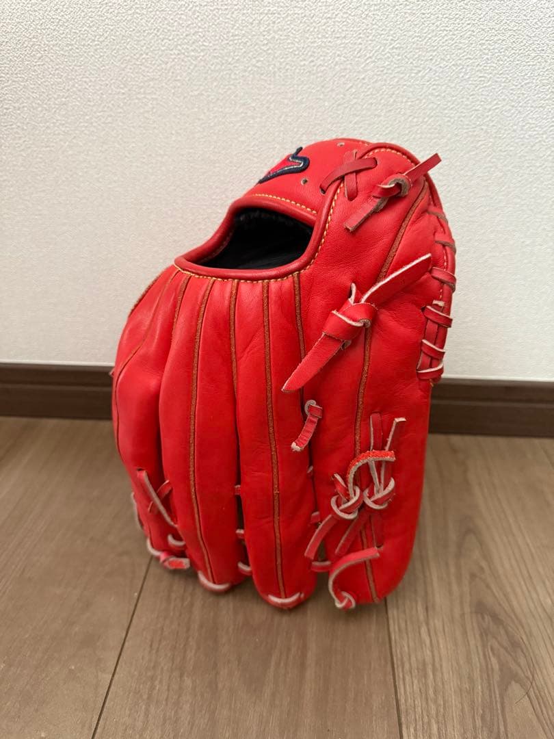 ミズノ 赤 軟式野球用グローブ