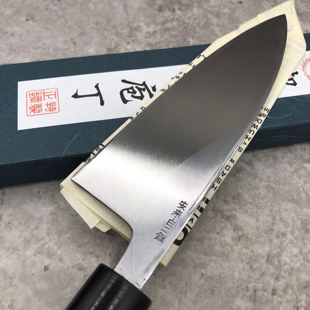 未使用 堺源吉 堺一文字吉國 出刃包丁 150㎜ 安来鋼 白二鋼 水牛柄 日本製