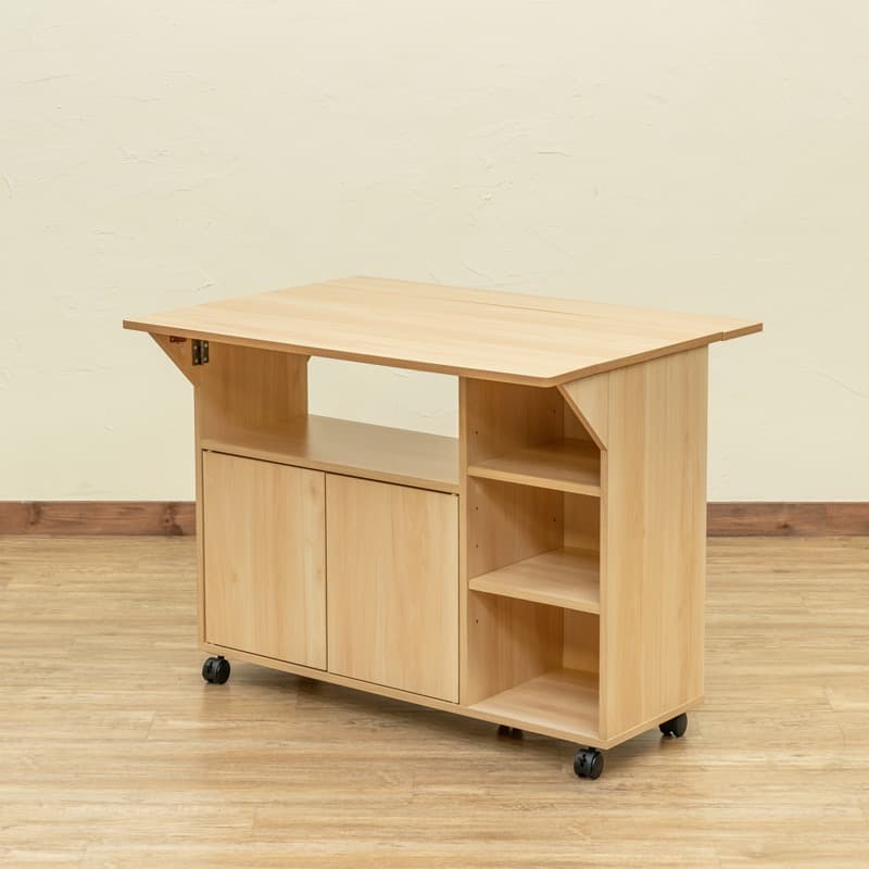 【送料無料】バタフライカウンターテーブル 収納付きテーブル 机 キャスター付き