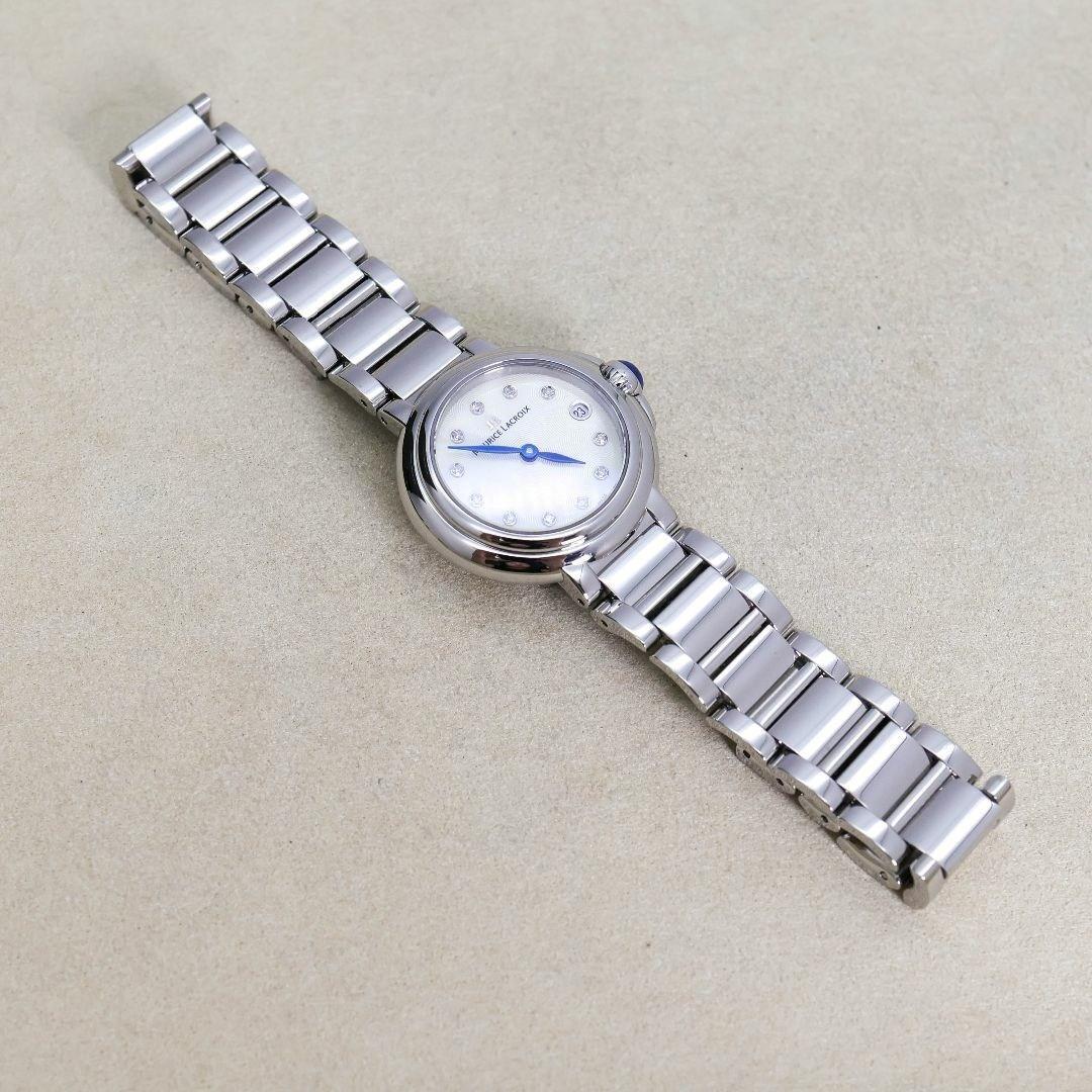 稼働 モーリスラクロア 腕時計 11Pダイヤ ホワイトシェル 新品電池 2119