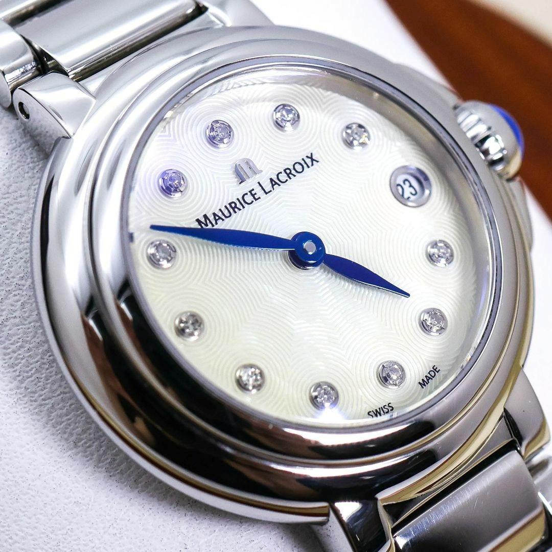 稼働 モーリスラクロア 腕時計 11Pダイヤ ホワイトシェル 新品電池 2119