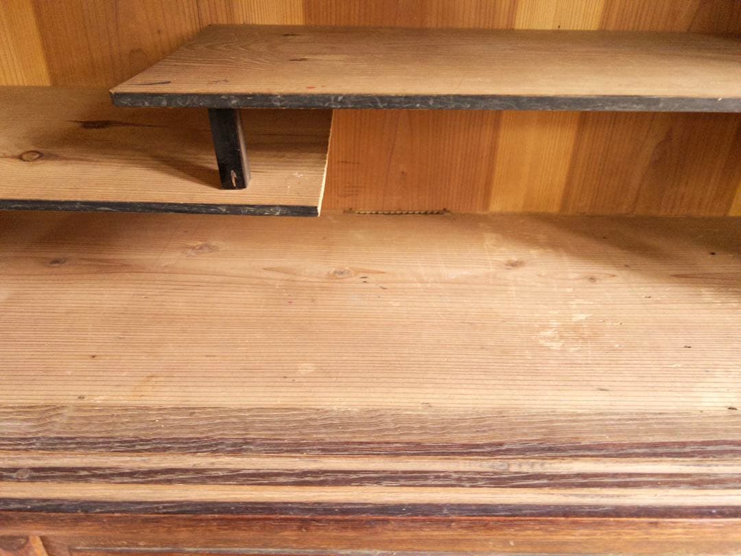 ローボード　3段収納棚　棚にはハーモニカ　希少　古道具　古家具　アンティーク