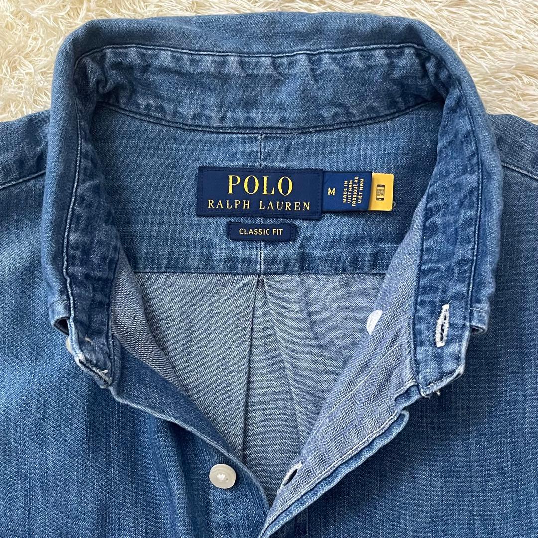 【美品】近年モデル ポロラルフローレン ダンガリーデニムシャツ マルチポニー