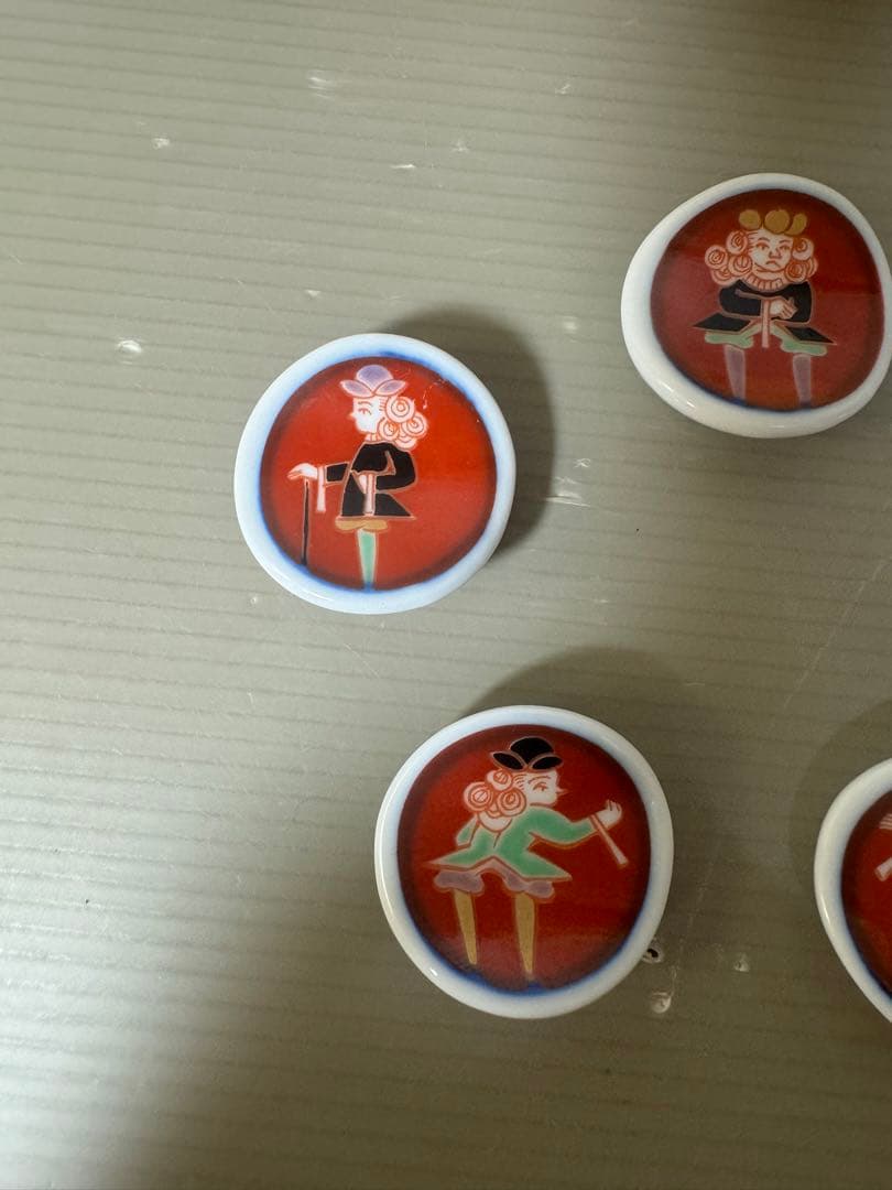 2575 深川製磁　丸玉異人絵箸置　5客　未使用