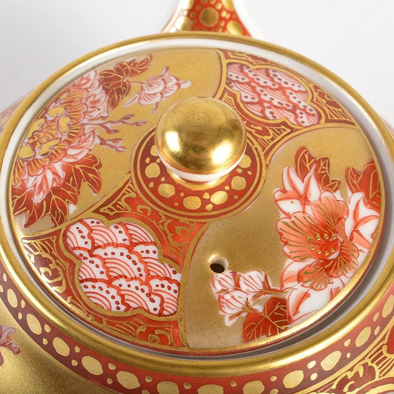 九谷焼　錦生窯　本多順一作　小茶器揃　急須　煎茶碗五客　湯冷　共箱　GR7272