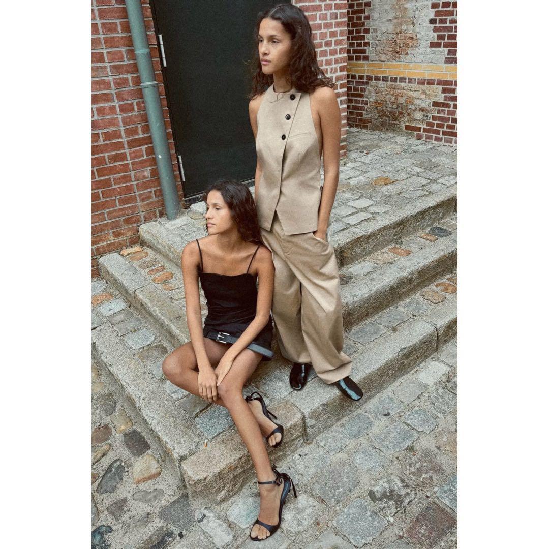 ZARA ザラ ベルト付きワイドパンツ チノパン