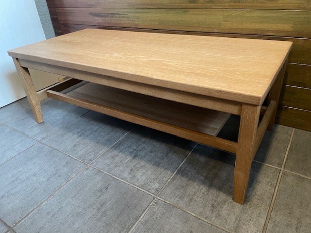 展示品■天然木オーク材 無垢リビングローテーブル/センターテーブル/テレビボード