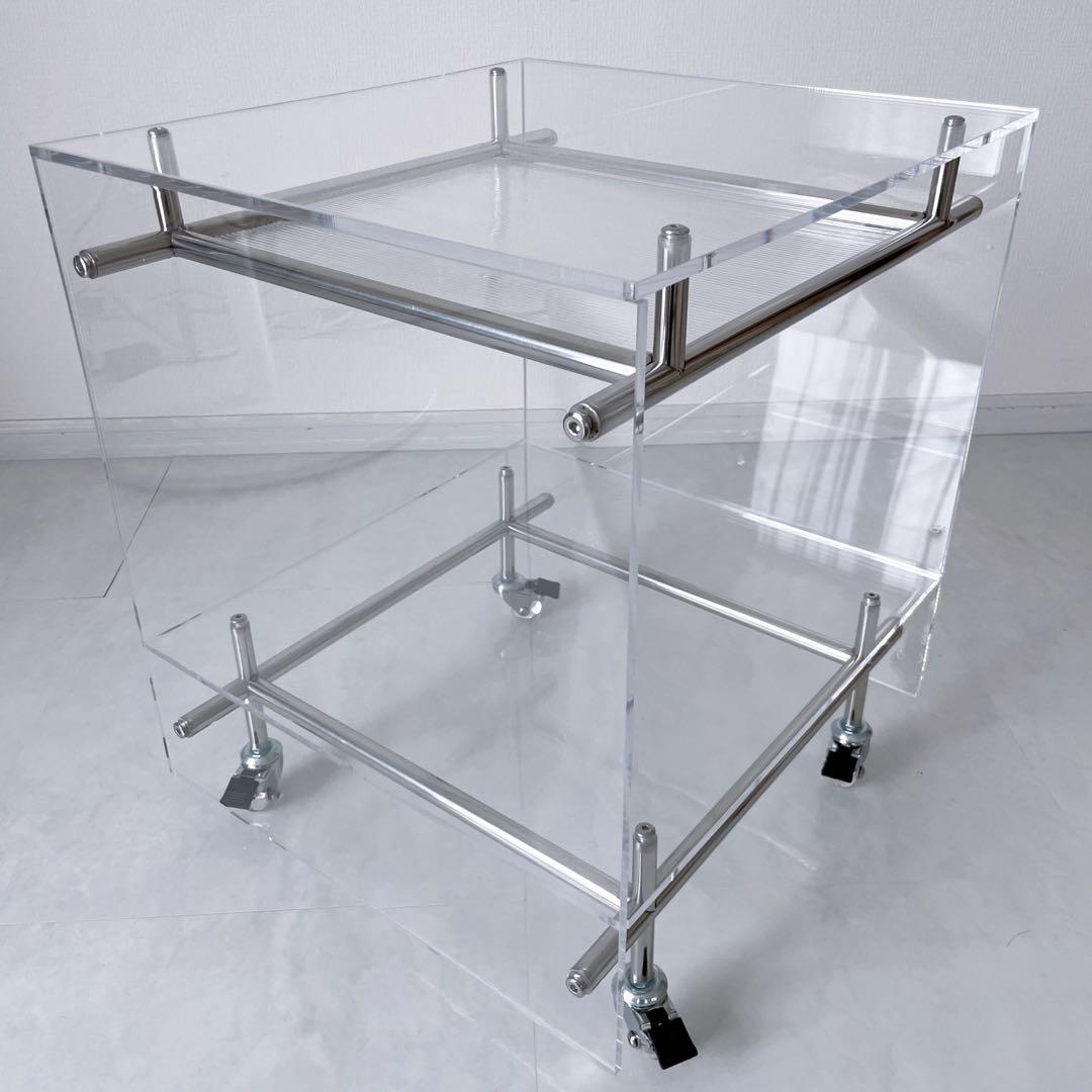 アクリルコーヒーテーブル　サイドテーブル　キャスター付き　モジュール家具 収納