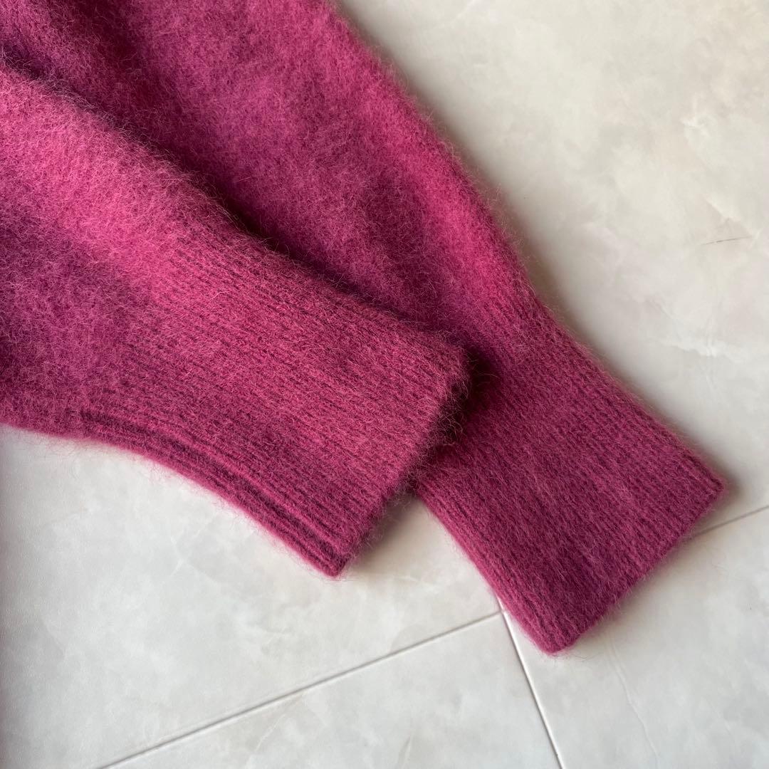 Dignite collier シャギーニット ロングカーディガン マゼンタF