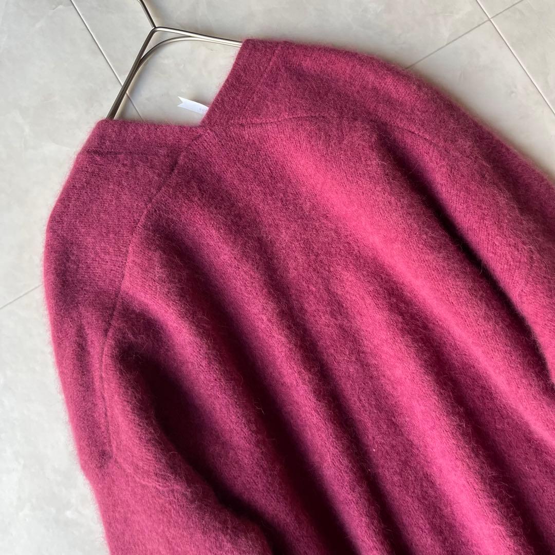 Dignite collier シャギーニット ロングカーディガン マゼンタF