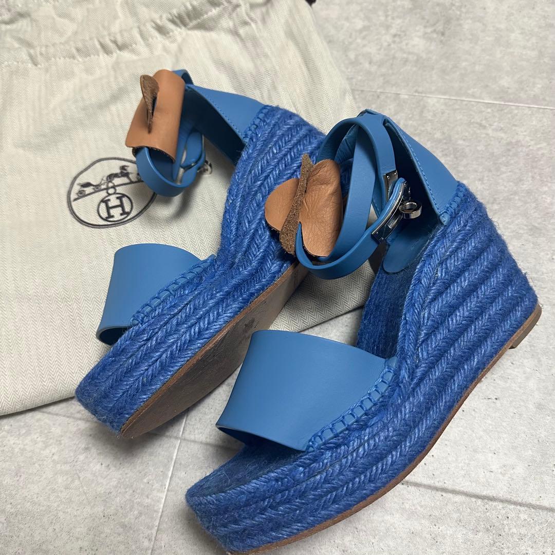 HERMES / ティヴォリ エスパドリーユ　ウェッジソール ケリー金具 38
