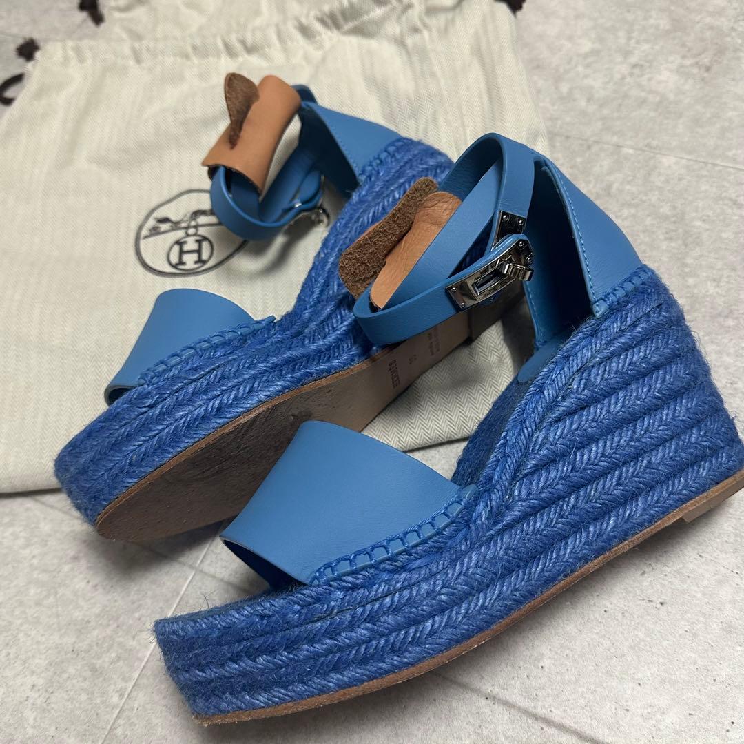 HERMES / ティヴォリ エスパドリーユ　ウェッジソール ケリー金具 38