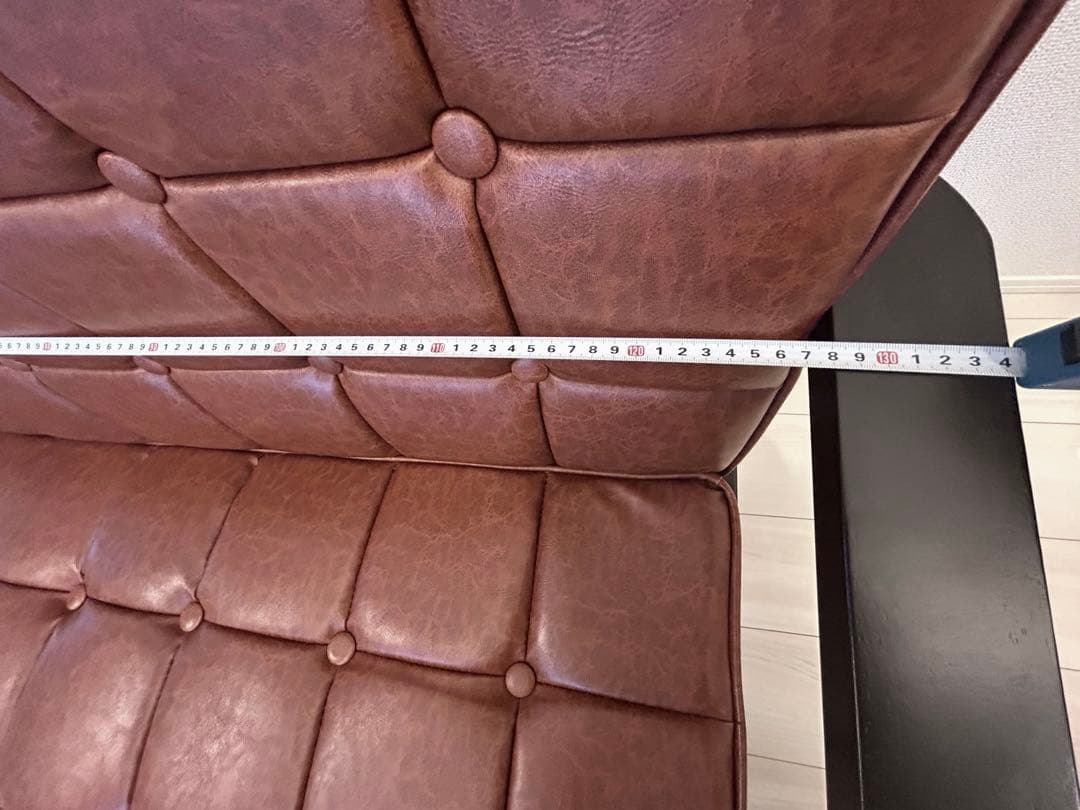 【送料込み】2人掛け ソファー 合皮 レザー調 ブラウン