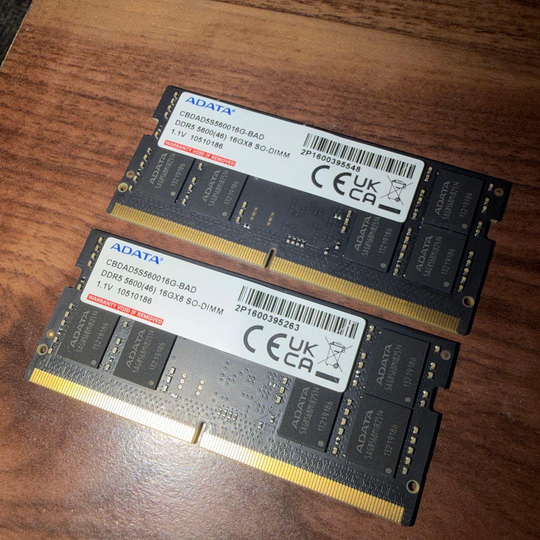 メモリー ADATA DDR5 SODIMM 5600MHz 16GB x2 = 32GB