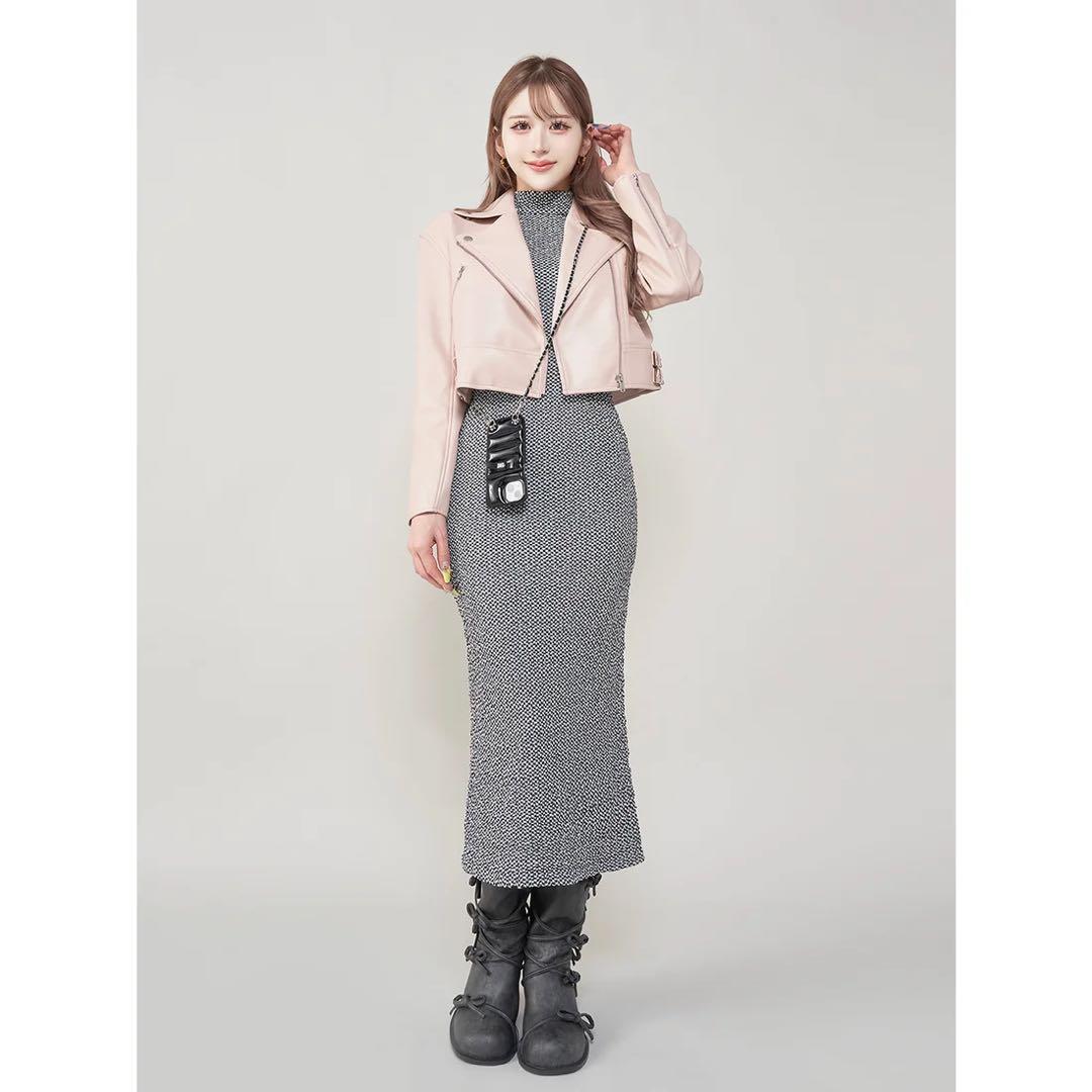 新品タグ付き ダーリッチ ダブルベルトライダースジャケット ピンク