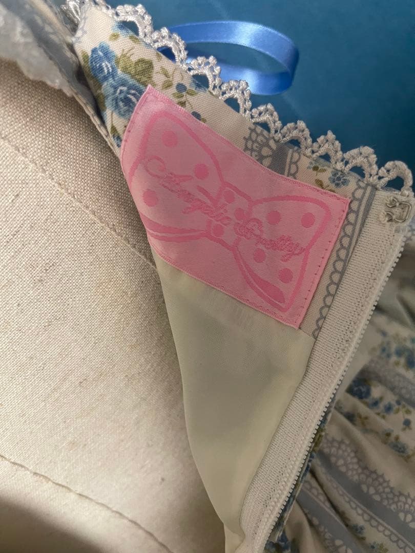 Angelic Pretty 青×白 小花柄 フラワープリント JSK