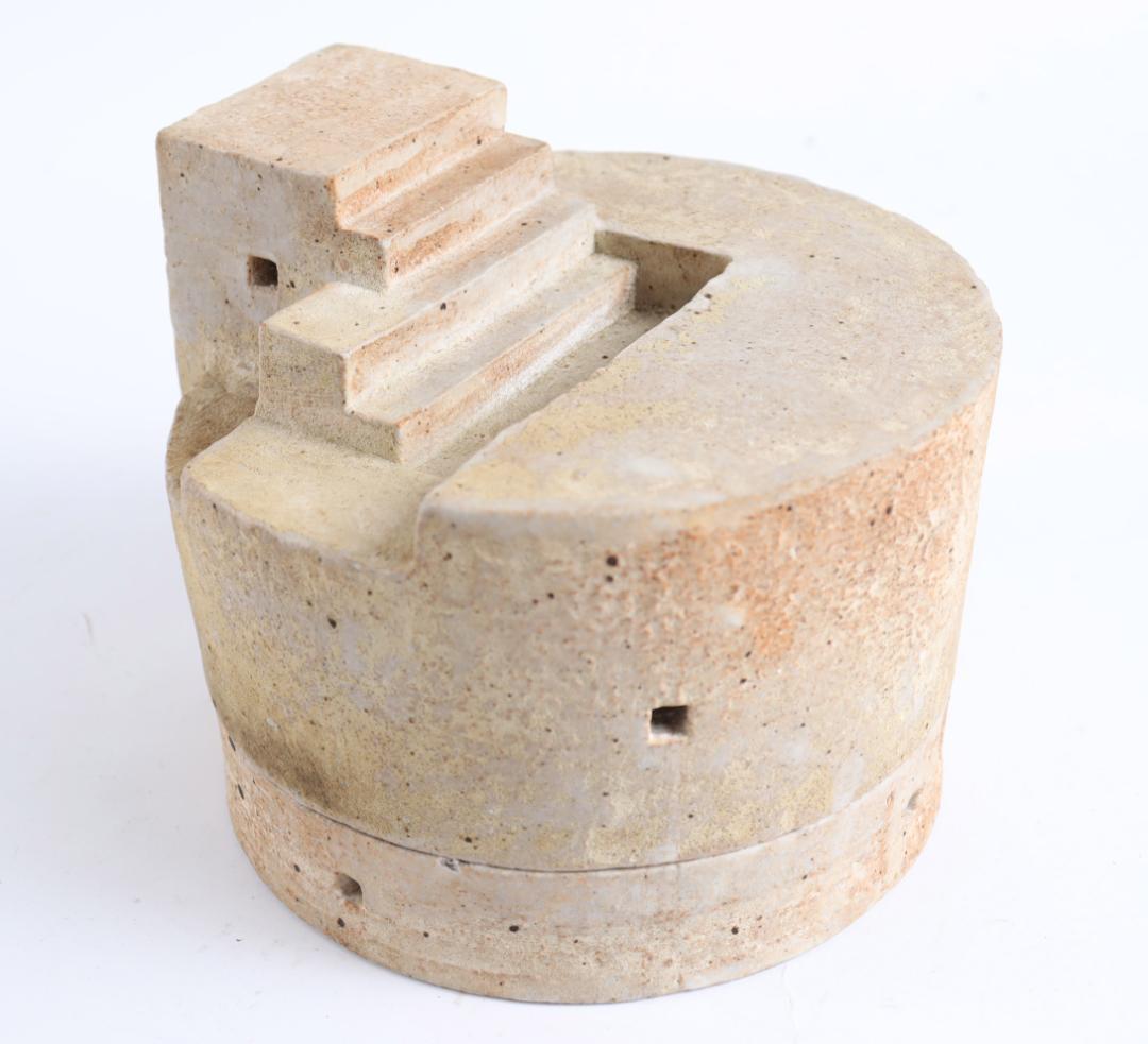 小*銀様 宮澤章 陶塔香炉 共箱 益子焼作家