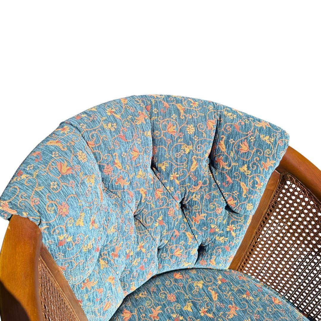 KZ031 【廃盤】三越ブルージュ　カントリーハウス　籐　1Pソファ　小花柄