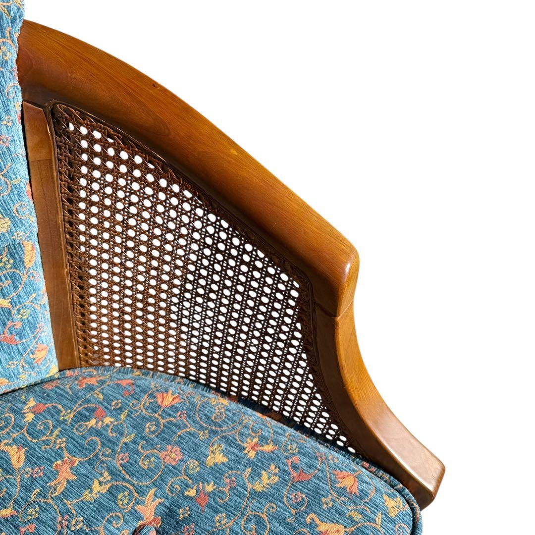 KZ031 【廃盤】三越ブルージュ　カントリーハウス　籐　1Pソファ　小花柄