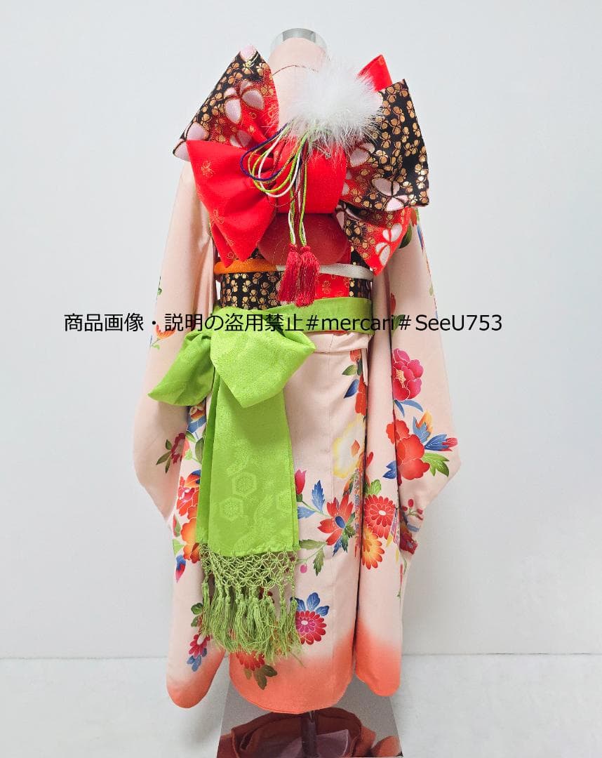 七五三　小さめ7歳~　正絹　着物　セット　女の子 *c80
