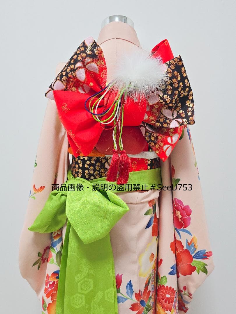 七五三　小さめ7歳~　正絹　着物　セット　女の子 *c80