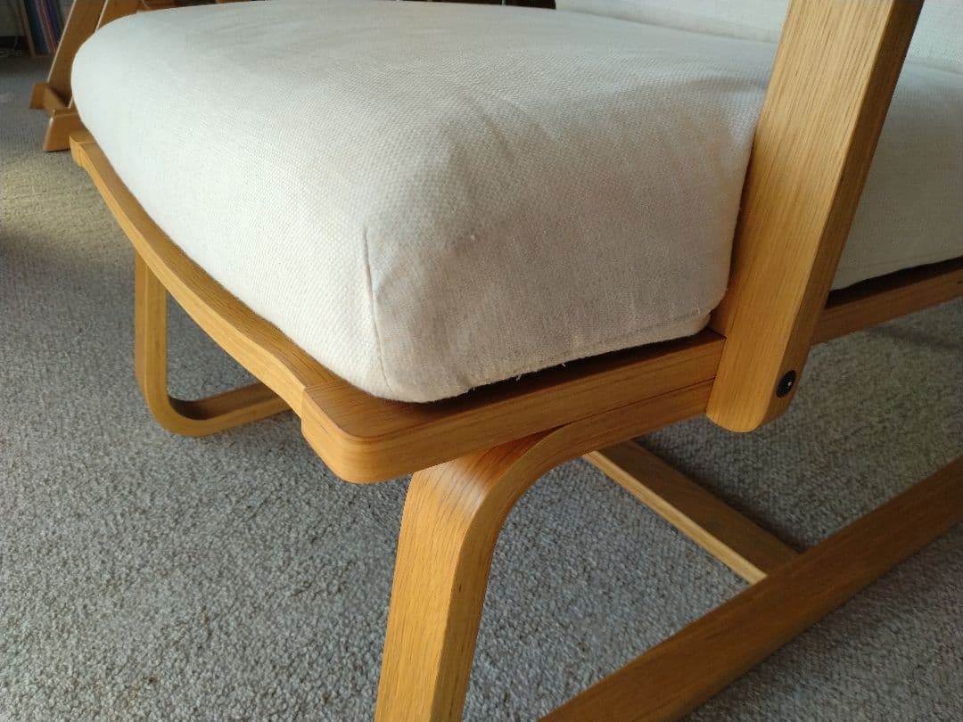 【美品】MUJI無印良品 ダイニングソファチェアオーク材/リビングでもつかえる①