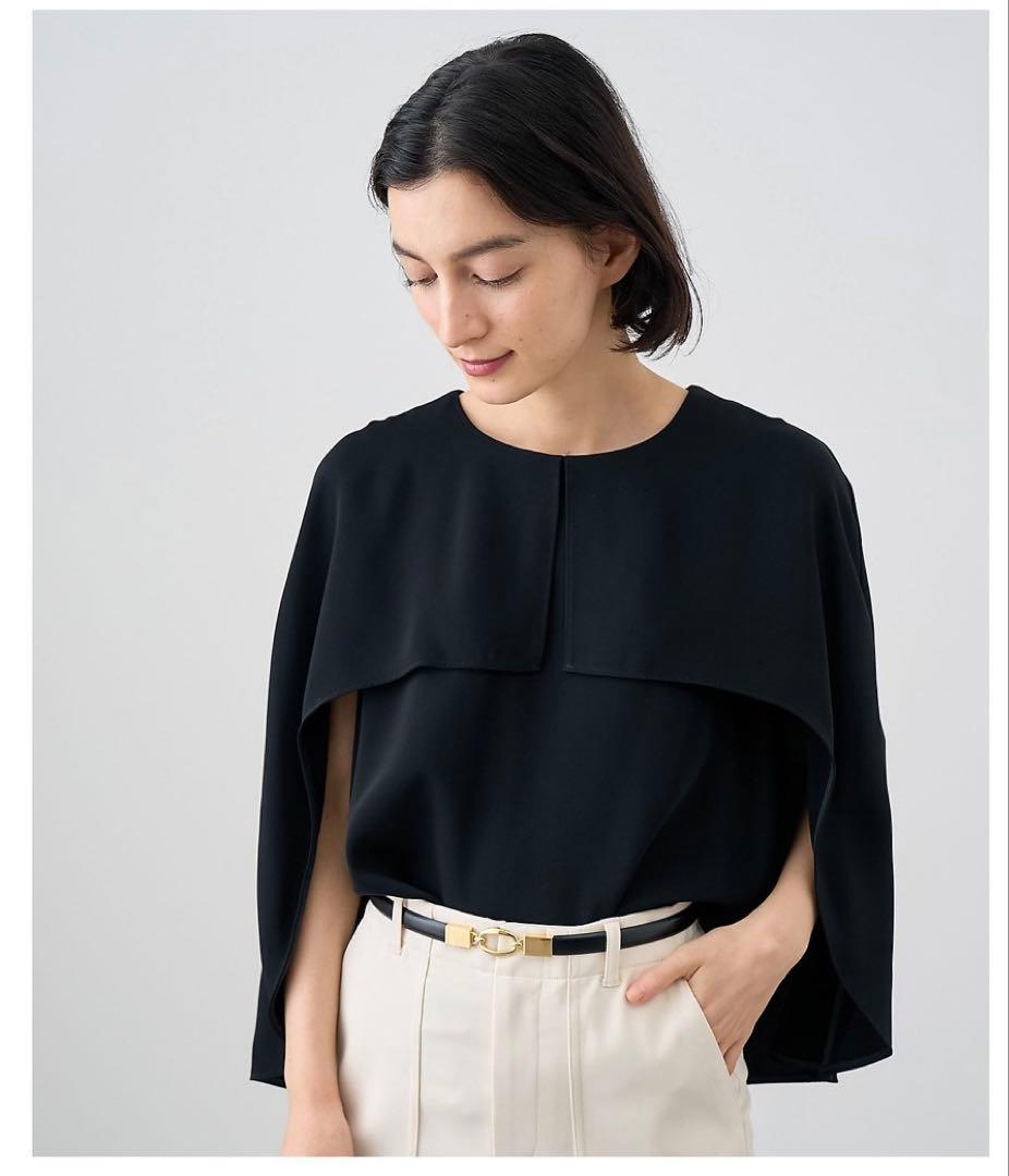 ANAYI コンパクトサテンケープブラウス38