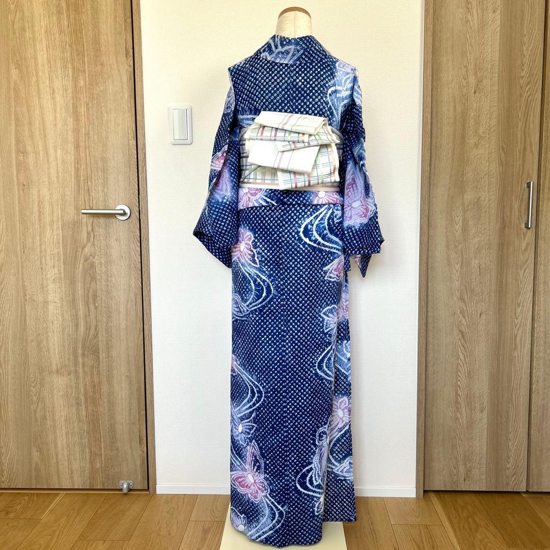 やまと謹製　有松絞り　藍青ピンク　敷居当て付き