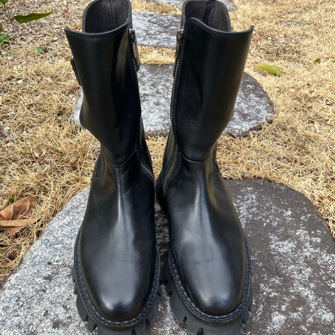 SAYA 本革ブラックエンジニアブーツ 24