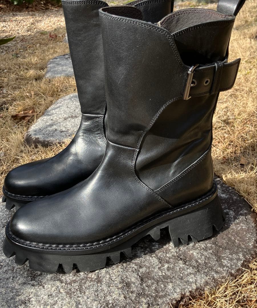 SAYA 本革ブラックエンジニアブーツ 24