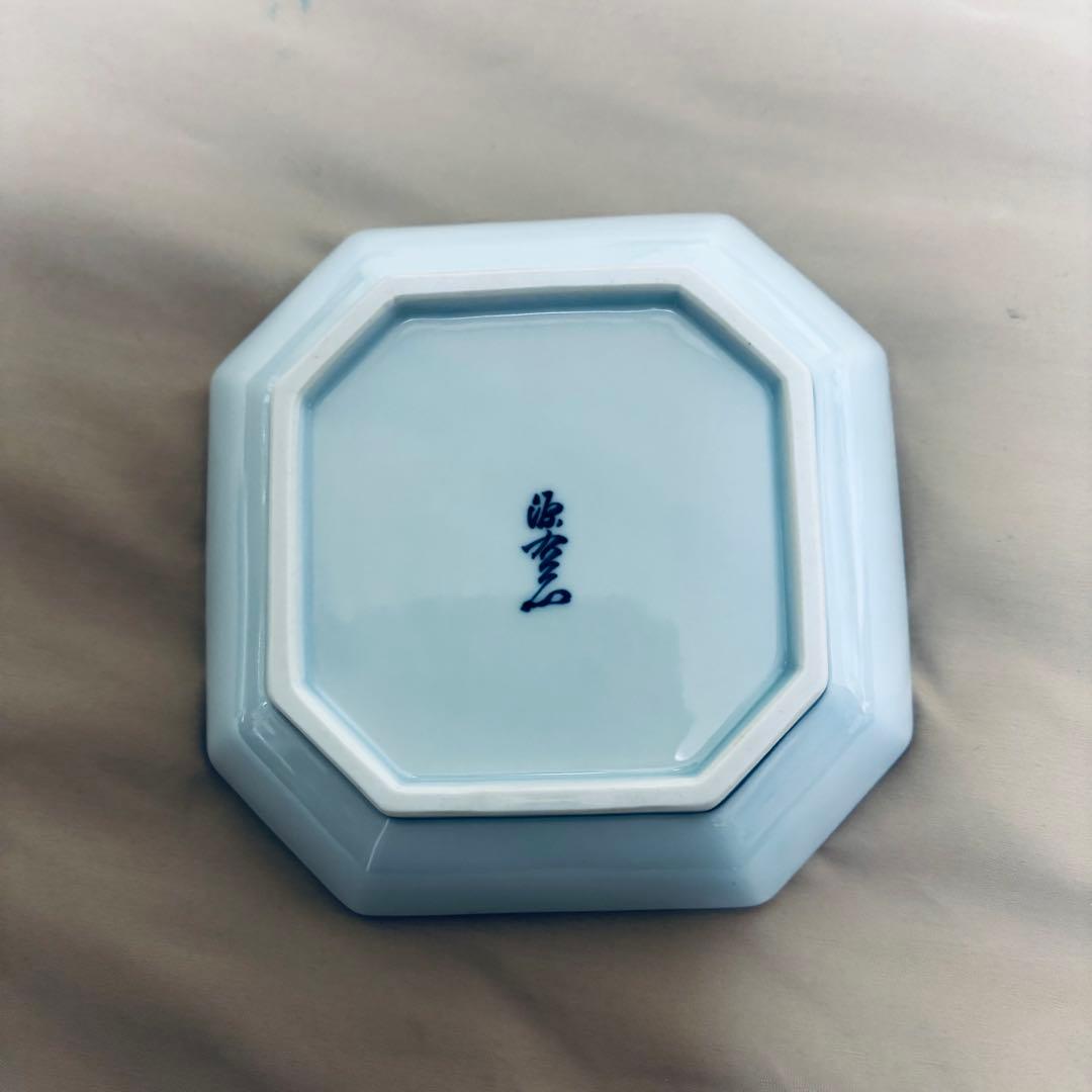 古伊万里 源右衛門作 染付 吹墨 魚図　銘々皿 5枚 有田焼