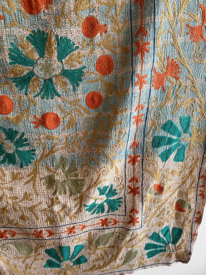 「美品」スザニ刺繍カンタキルト　スザニ刺繍 インド　手仕事　一点もの