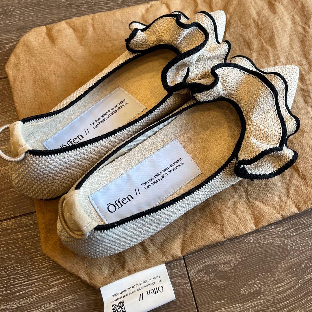 【新品未使用】offen オッフェン フラットシューズ ホワイトベージュ 37