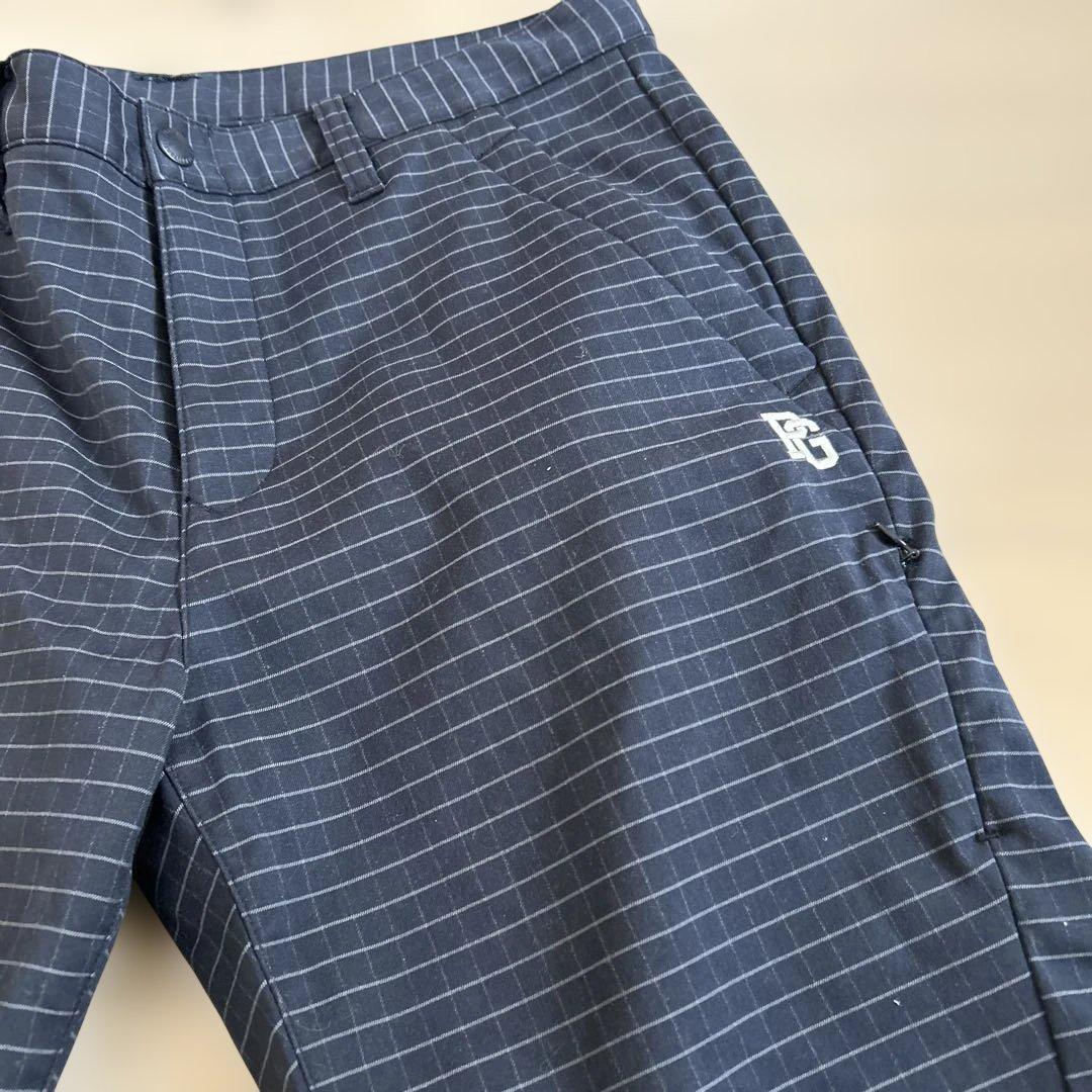 パーリーゲイツ　ネイビー チェック パンツ PGのロゴ