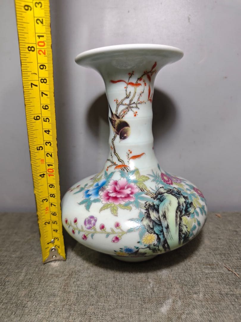旧蔵　清国　乾隆年 粉彩 花瓶 置物　インテリア