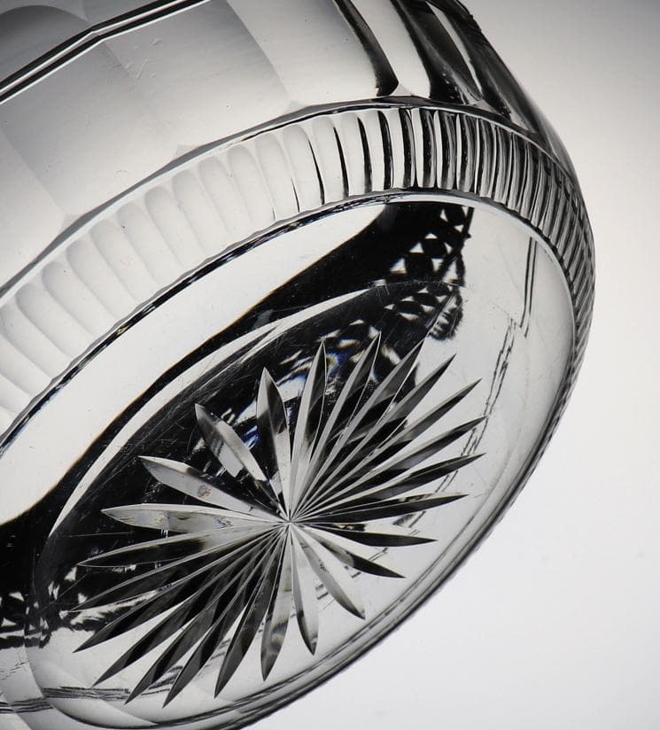 オールド・バカラ 1900年頃 多面体カット 銀装飾 大型鉢 ボウル 小物入れ