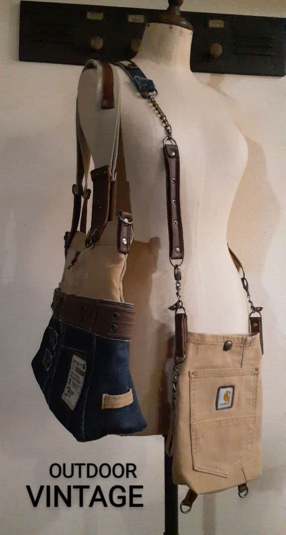 デニムリメイク★★★OUOUTDOOR VINTAGE 肩掛けトート&腰袋付き