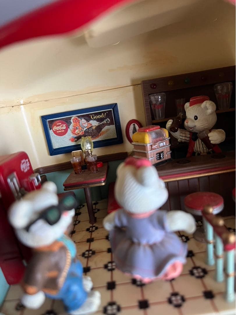 アメリカビンテージ光って動くコカコーラソーダショップミュージックボックス1991