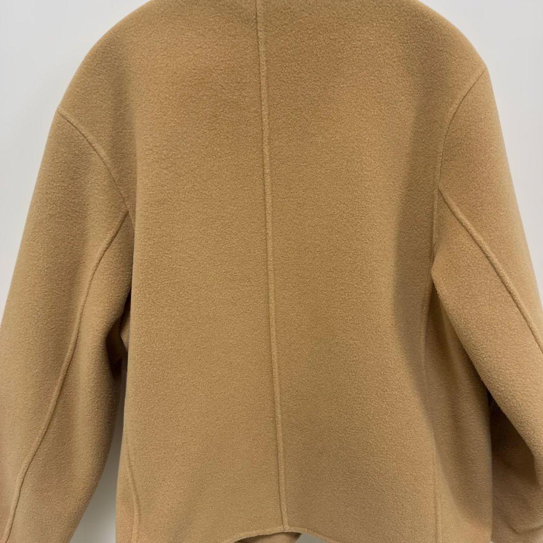 ノーカラーウールリバー明るめキャメルジャケット 3.6