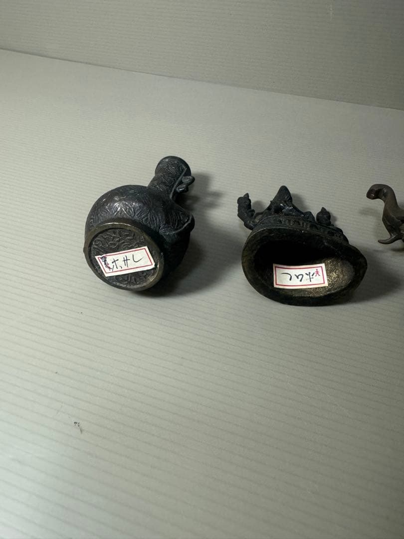 2097 銅製　花瓶1客　仏像1客　象置物1客