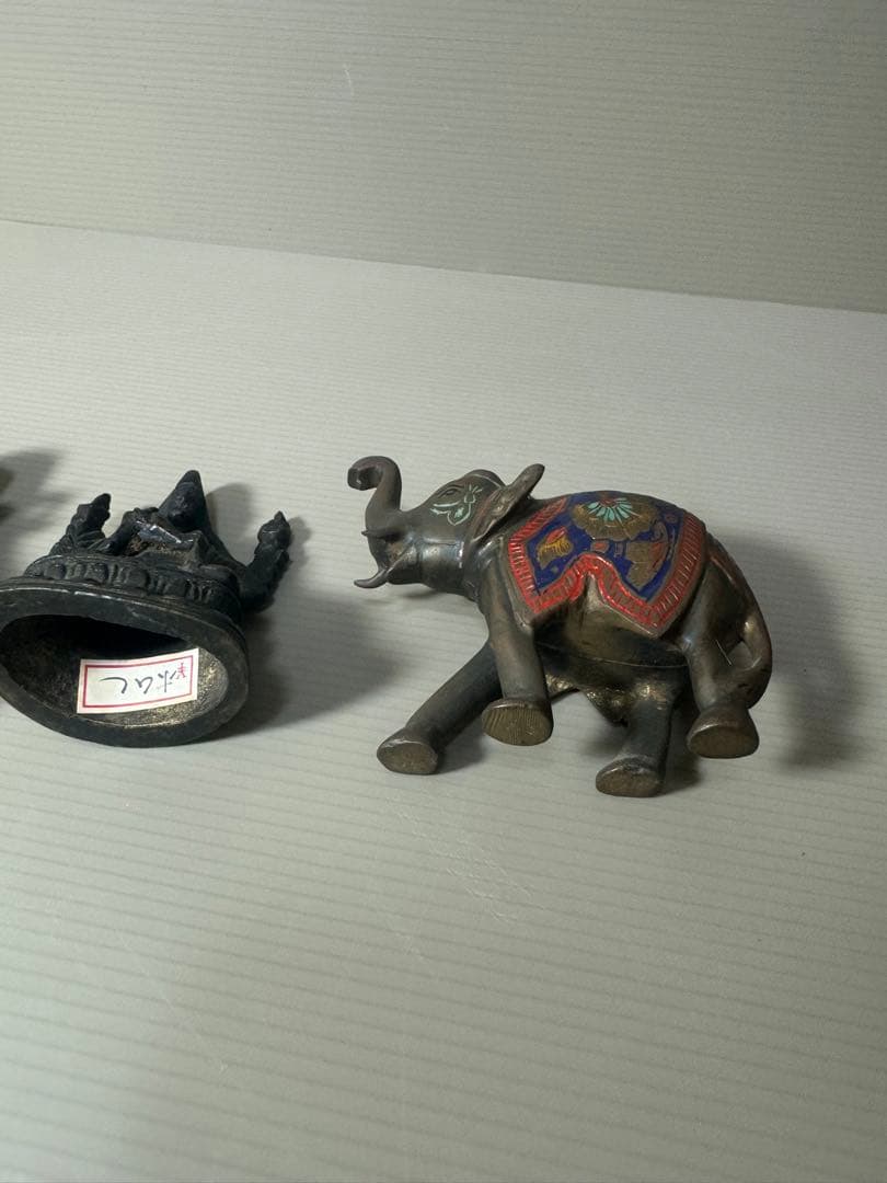 2097 銅製　花瓶1客　仏像1客　象置物1客