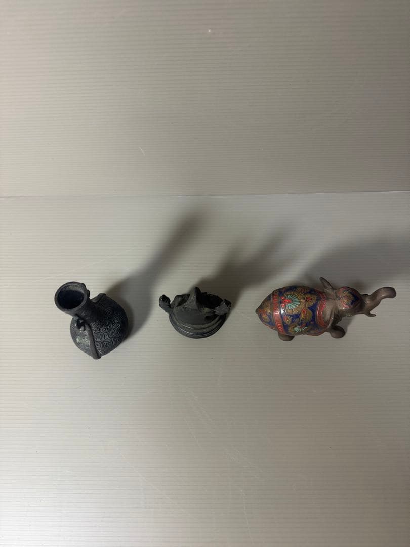 2097 銅製　花瓶1客　仏像1客　象置物1客