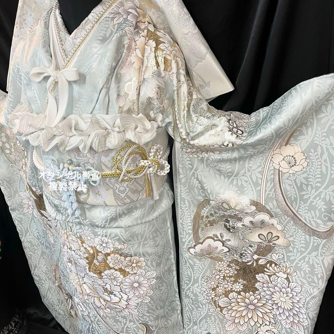 ■オーダー仕立て付き■新作■水色正絹振袖フルセット■振袖一式■成人式