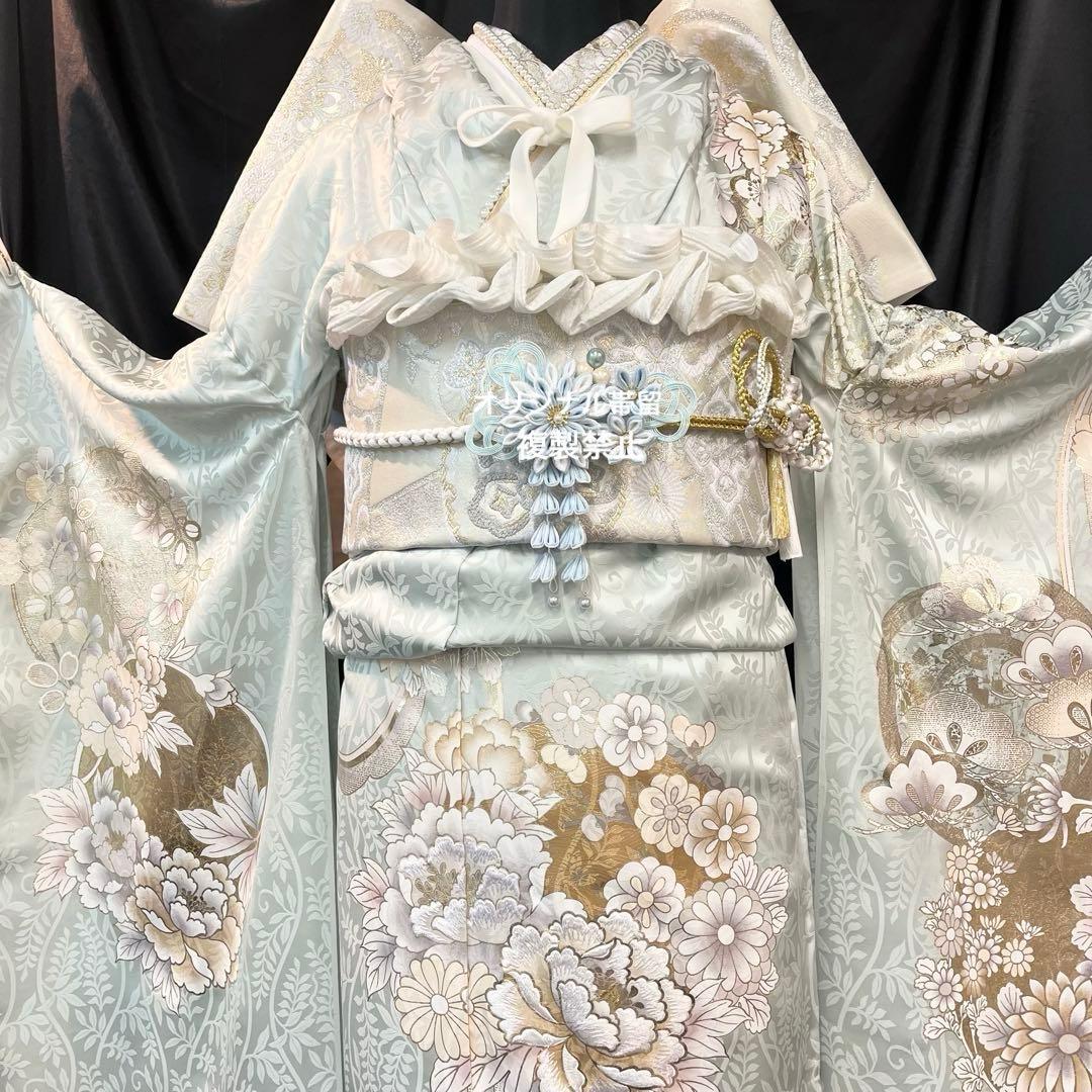 ■オーダー仕立て付き■新作■水色正絹振袖フルセット■振袖一式■成人式