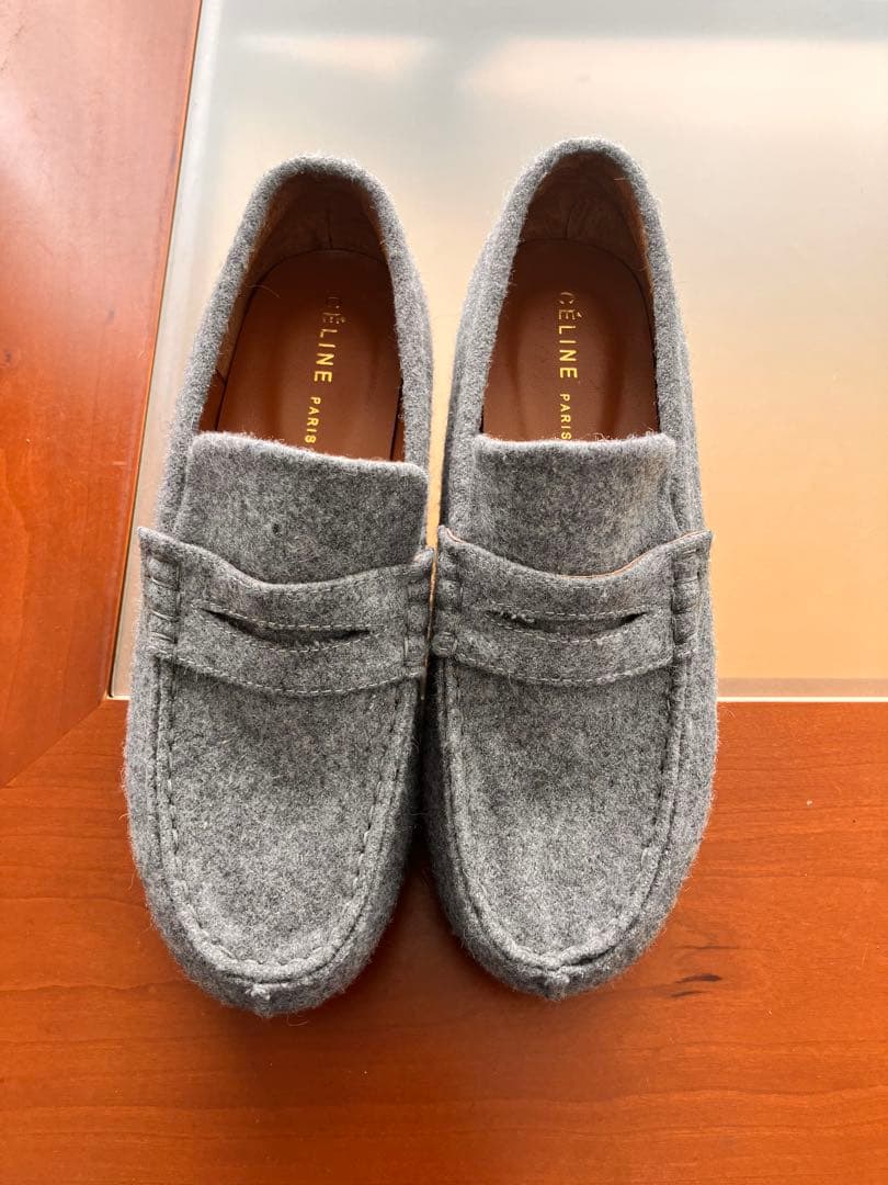 【レア美品】CÉLINE グレー 厚底ローファー